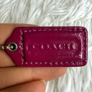 1.5" COACH Fuchsia Silver Fob Bag Charm Hang tag Hangtag